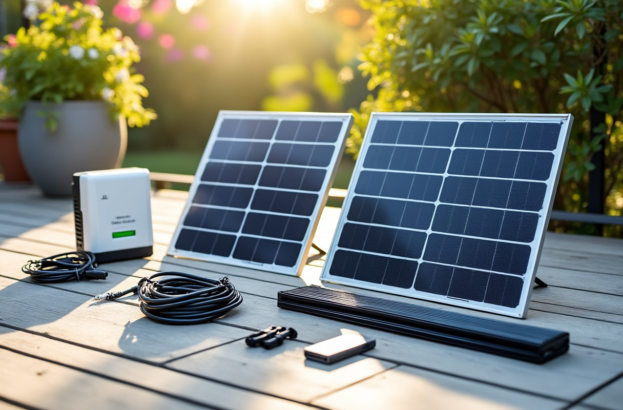 Balkonkraftwerk-Komplettset mit Solarmodulen und Wechselrichter